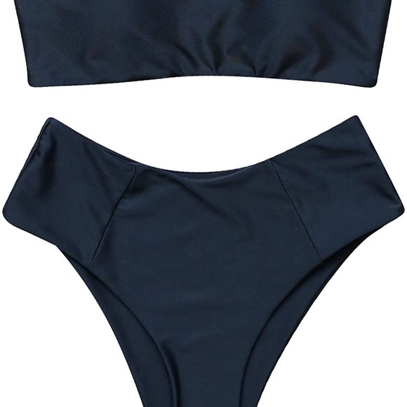2 Piece Bandeau Bikini Off Shoulder High Cut Suit - Picture 6 of 7